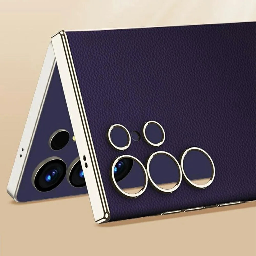 GKK For Samsung Galaxy S23 Ultra Case Electroplated PU + PC Phone Back Cover - Carbon Fiber Texture - 4