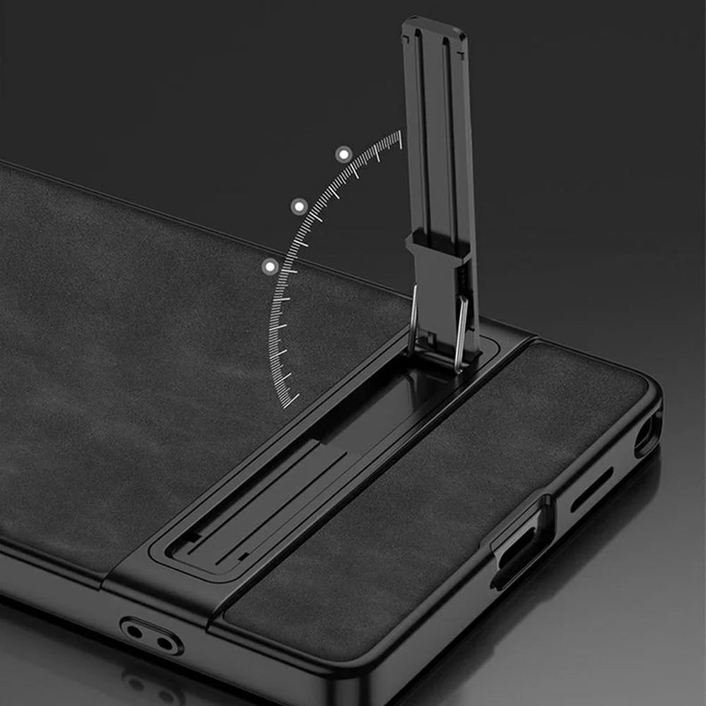 GKK For Samsung Galaxy S25 Ultra Case Matte Leather Coated PC Slim Phone Cover with Kickstand - Matte Black - 4