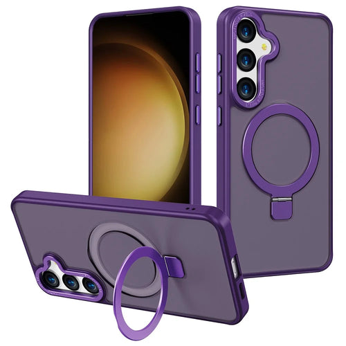 For Samsung Galaxy S25 Case Magnetic Kickstand TPU + PC Phone Cover Skin-Friendly Touch - Dark Purple - 1