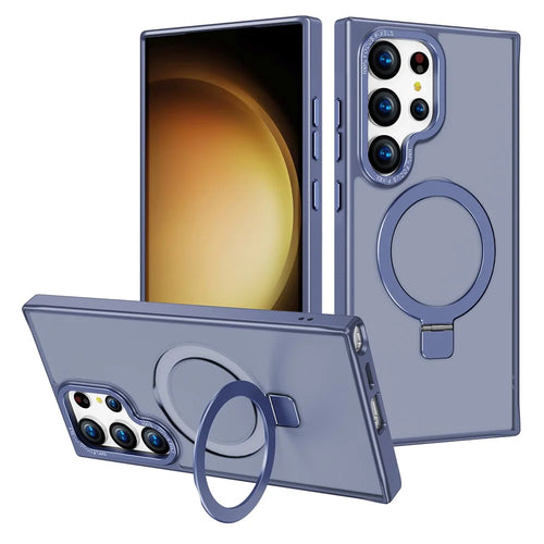 For Samsung Galaxy S25 Ultra Magnetic Case Anti-Drop TPU + PC Kickstand Phone Cover - Blue - 1