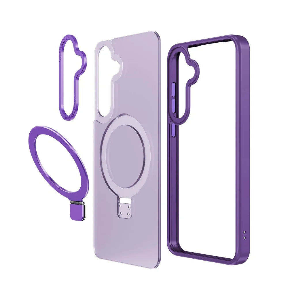 For Samsung Galaxy S24 FE Magnetic Case Anti-Drop TPU + PC Kickstand Phone Cover - Dark Purple - 2