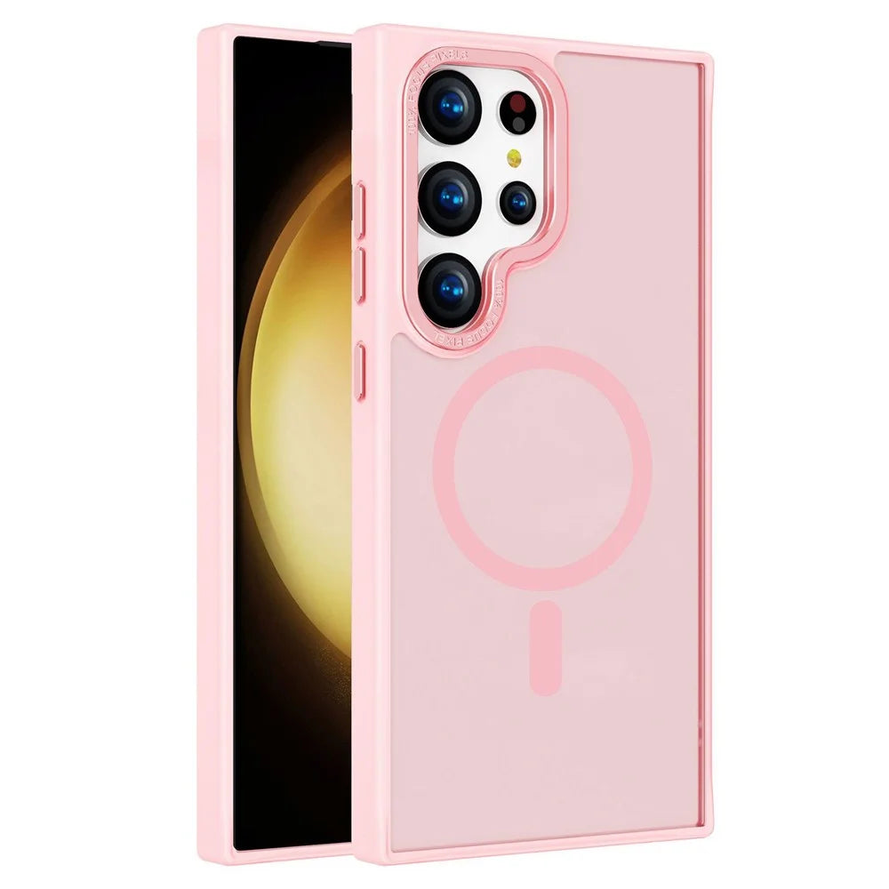 For Samsung Galaxy S25 Ultra Magnetic Case TPU + PC Matte Phone Cover - Pink - 1