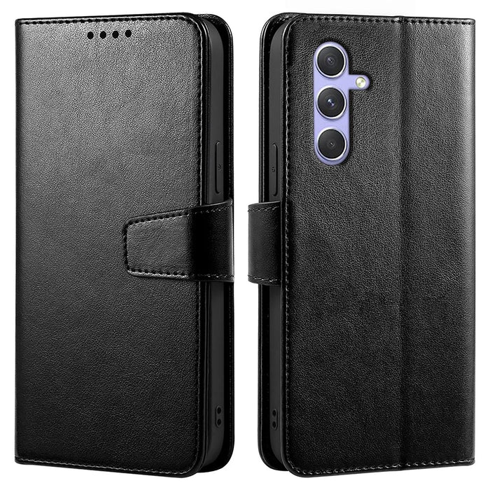 For Samsung Galaxy A06s Case Stand Card Holder Wallet Leather Phone Cover - Black - 1