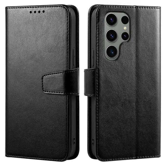 For Samsung Galaxy S24 Ultra Case Stand Card Holder Wallet Leather Phone Cover - Black - 1