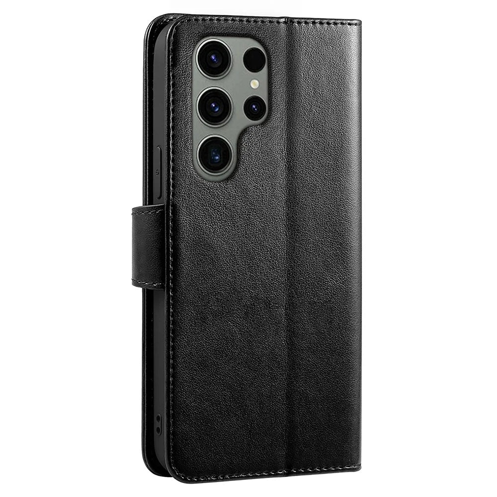 For Samsung Galaxy S25 Ultra Case Stand Card Holder Wallet Leather Phone Cover - Black - 6