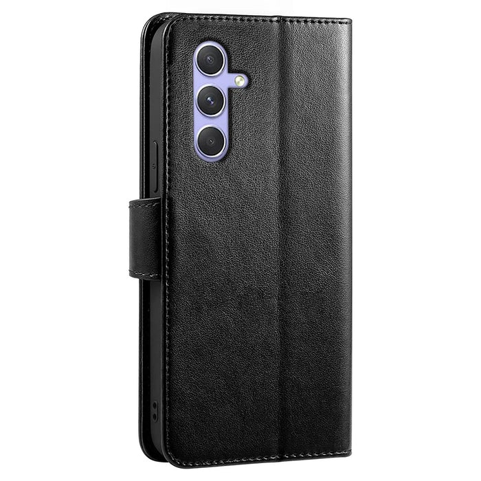 For Samsung Galaxy S23 FE Case Stand Card Holder Wallet Leather Phone Cover - Black - 6