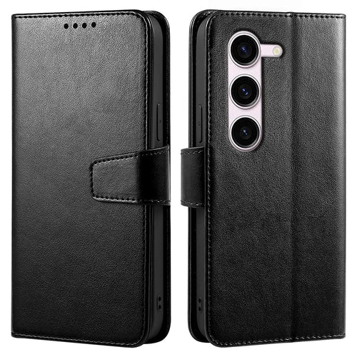 For Samsung Galaxy S23+ Case Stand Card Holder Wallet Leather Phone Cover - Black - 1