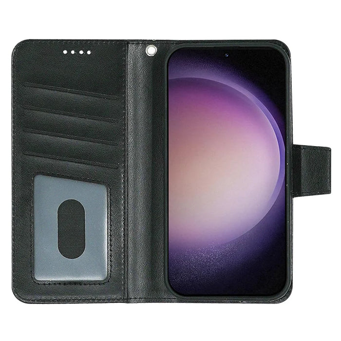 For Samsung Galaxy S23+ Case Stand Card Holder Wallet Leather Phone Cover - Black - 2