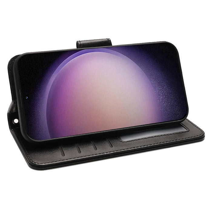 For Samsung Galaxy S23+ Case Stand Card Holder Wallet Leather Phone Cover - Black - 3
