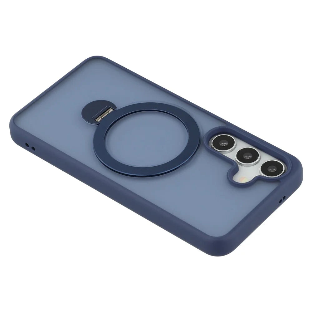 For Samsung Galaxy S25 Magnetic Case Rotary Ring Kickstand TPU + PC Phone Cover - Sapphire - 7