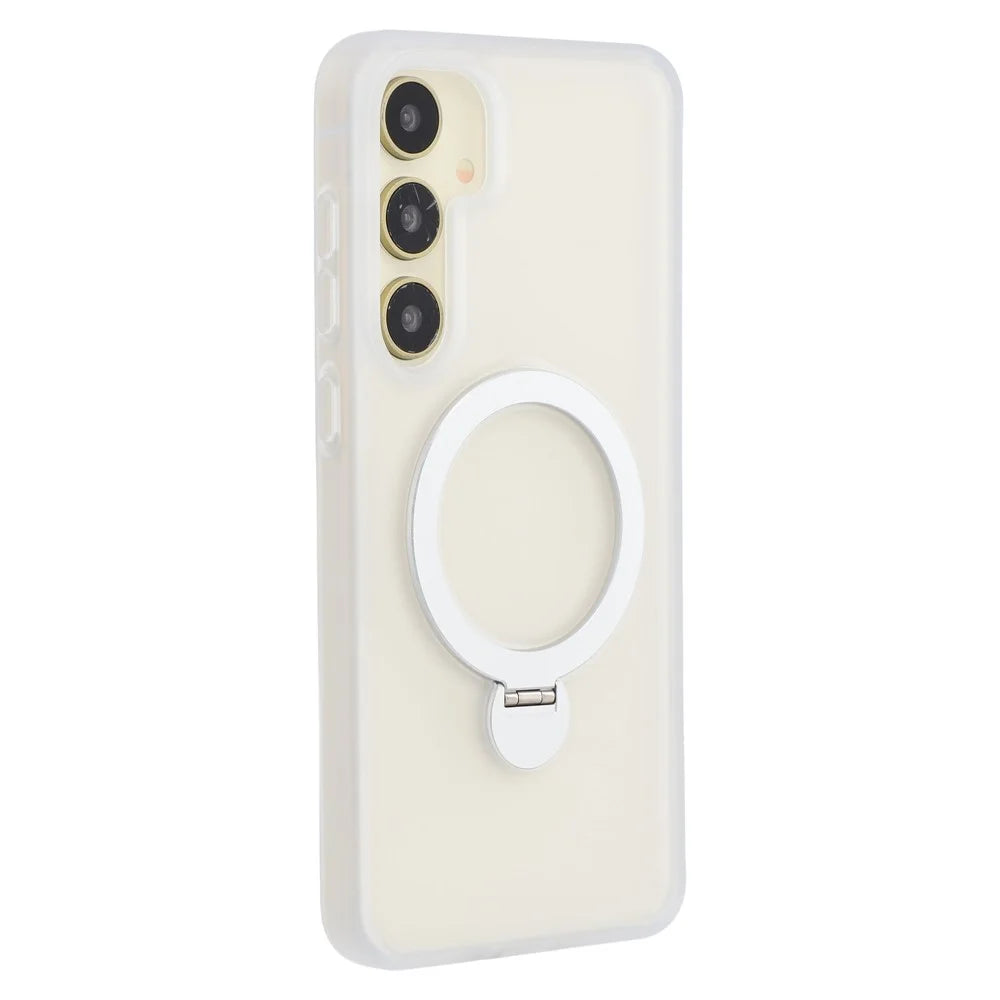 For Samsung Galaxy S25+ Magnetic Case Rotary Ring Kickstand TPU + PC Phone Cover - Transparent - 1
