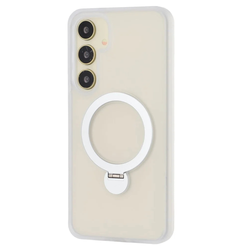 For Samsung Galaxy S25+ Magnetic Case Rotary Ring Kickstand TPU + PC Phone Cover - Transparent - 3