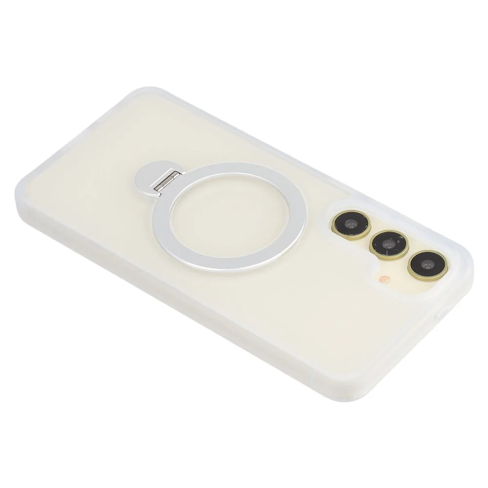 For Samsung Galaxy S25+ Magnetic Case Rotary Ring Kickstand TPU + PC Phone Cover - Transparent - 7