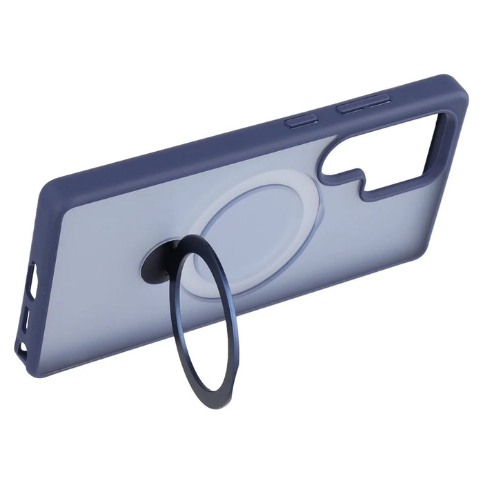 For Samsung Galaxy S25 Ultra Magnetic Case Rotary Ring Kickstand TPU + PC Phone Cover - Sapphire - 3