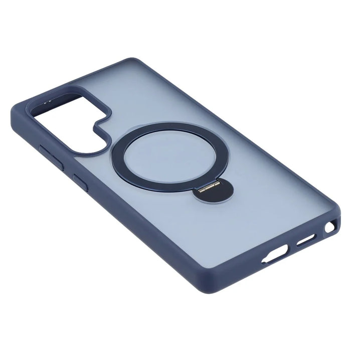 For Samsung Galaxy S25 Ultra Magnetic Case Rotary Ring Kickstand TPU + PC Phone Cover - Sapphire - 4