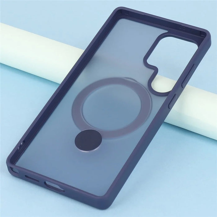 For Samsung Galaxy S25 Ultra Magnetic Case Rotary Ring Kickstand TPU + PC Phone Cover - Sapphire - 7