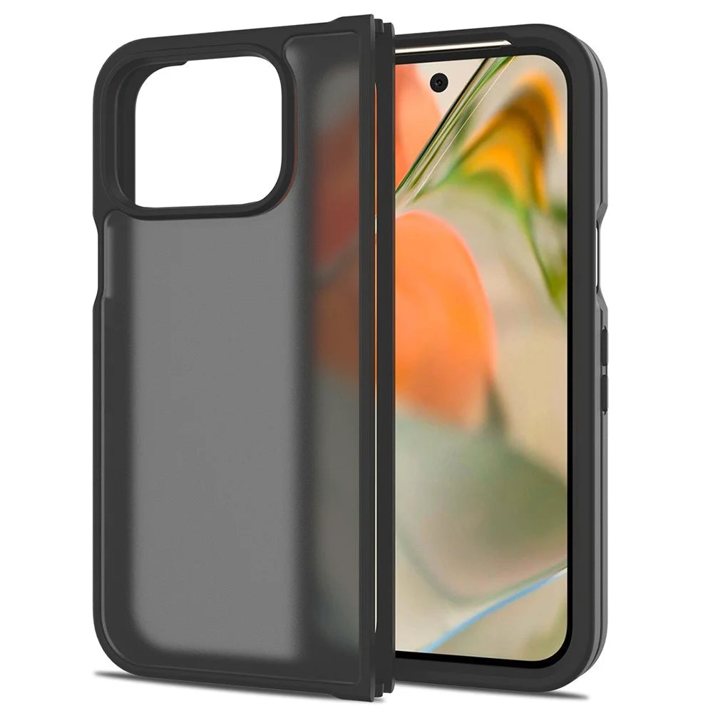 For Google Pixel 9 Pro Fold 5G Case Skin Touch TPU Frame Acrylic Back Phone Cover - Black - 1
