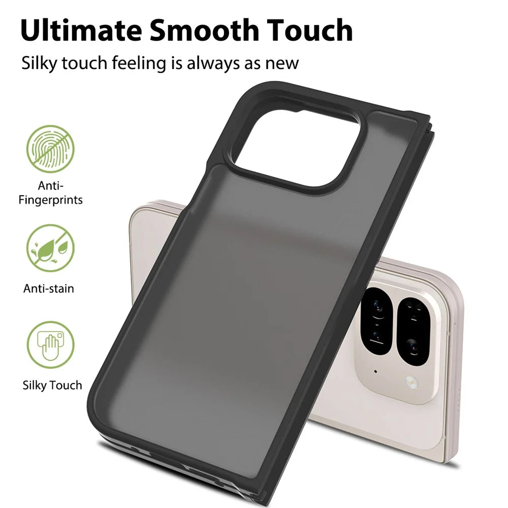 For Google Pixel 9 Pro Fold 5G Case Skin Touch TPU Frame Acrylic Back Phone Cover - Black - 2