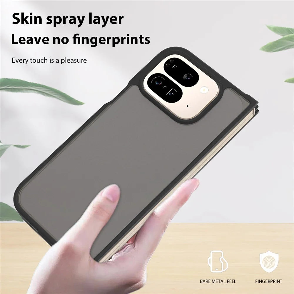 For Google Pixel 9 Pro Fold 5G Case Skin Touch TPU Frame Acrylic Back Phone Cover - Black - 3