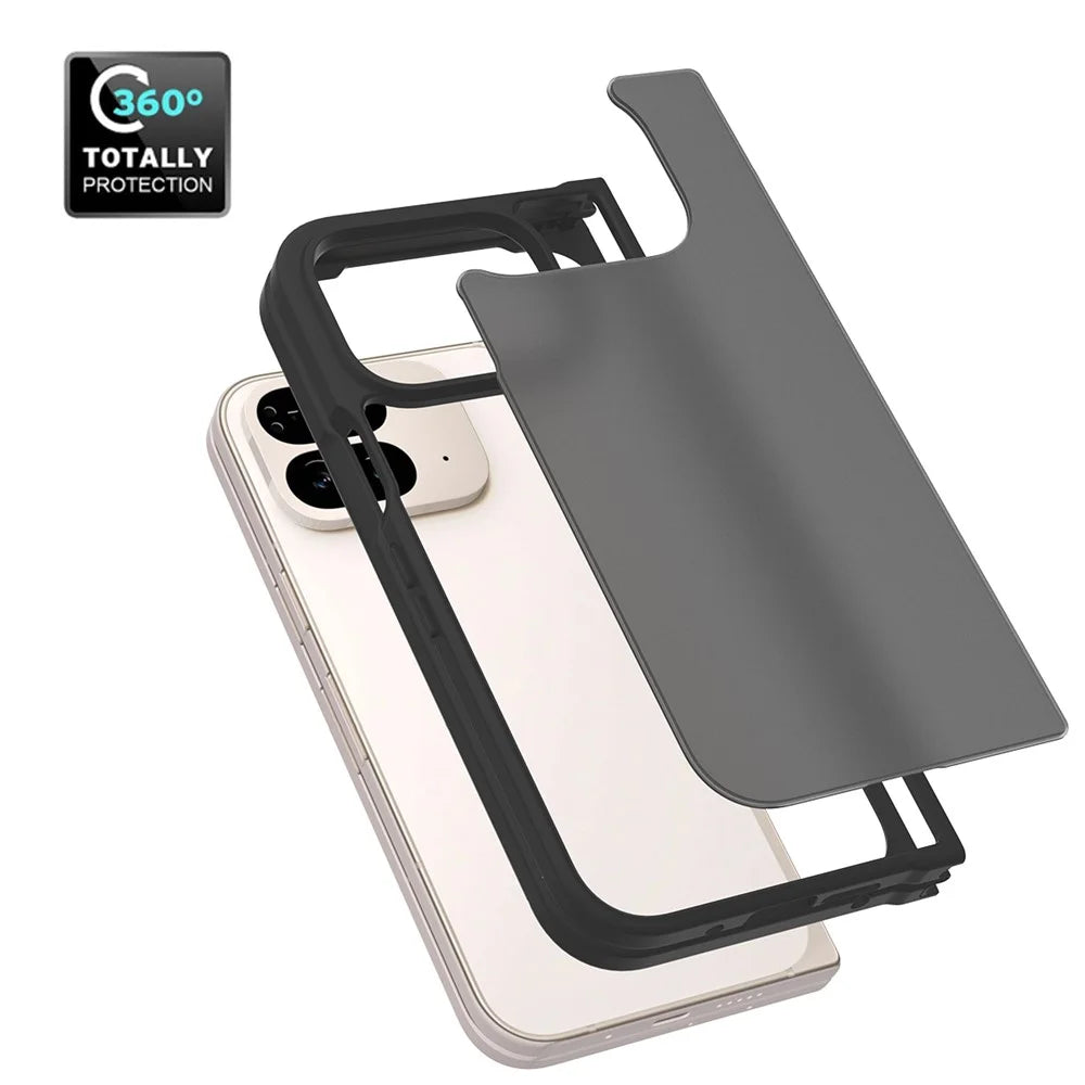 For Google Pixel 9 Pro Fold 5G Case Skin Touch TPU Frame Acrylic Back Phone Cover - Black - 5