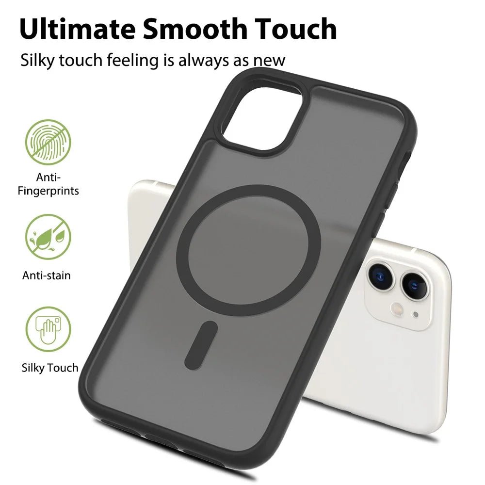 For iPhone 11 / XR Case Compatible with MagSafe TPU Frame Acrylic Back Phone Cover Skin Touch - Black - 2