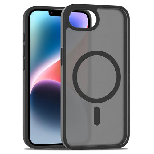 For iPhone 17e / 16e Case Compatible with MagSafe TPU Frame Acrylic Back Phone Cover Skin Touch - Black - 1