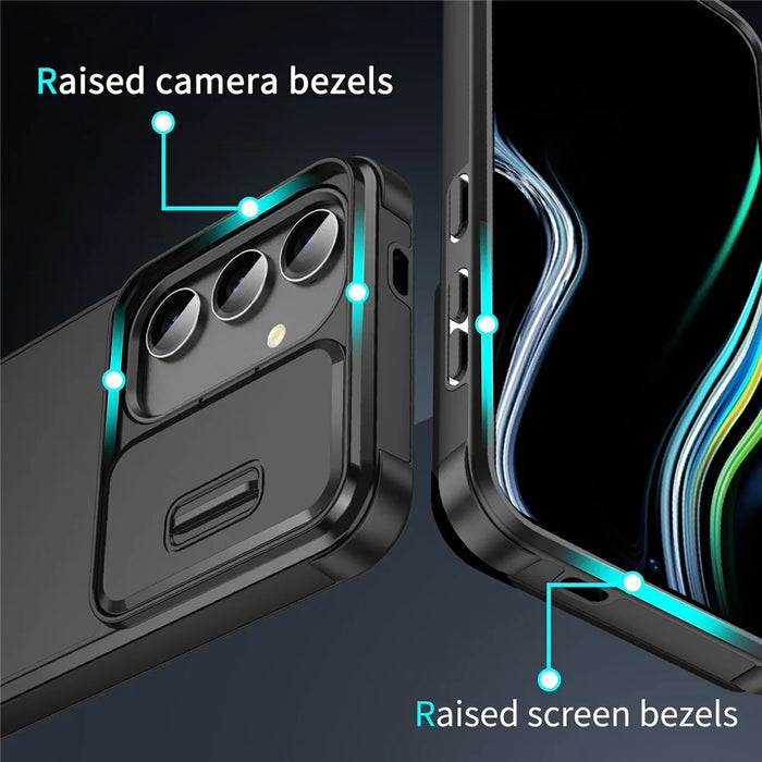 For Samsung Galaxy A16 5G  /  4G Case PC + TPU Shell with Slide Camera Phone Cover - Black - 5