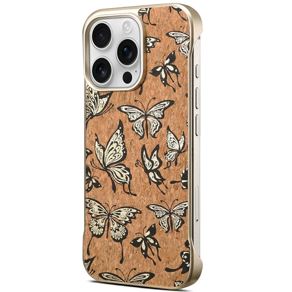 A18 For iPhone 16 Pro Max Invisible Magnetic Case Compatible with MagSafe PC Baked Paint Phone Back Cover - Golden Butterfly - 1