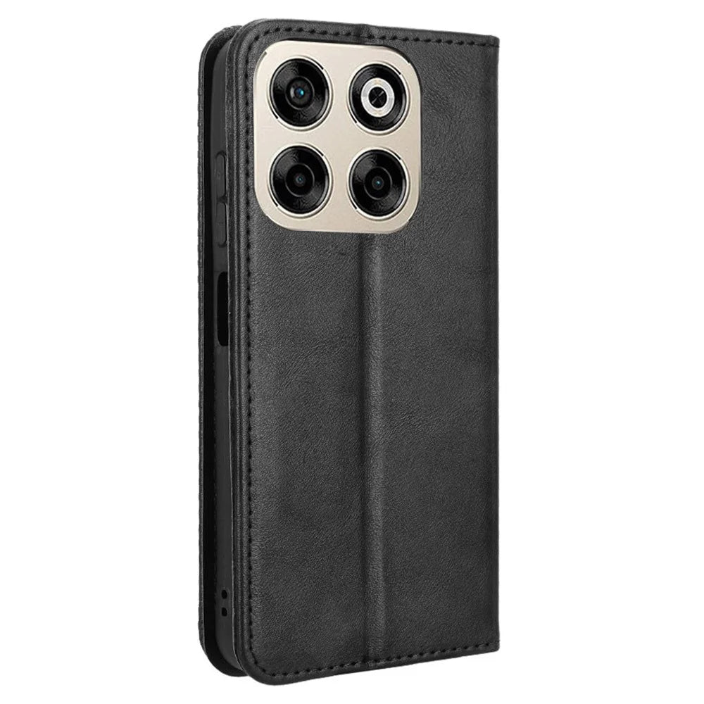 For ZTE Blade V70  /  nubia V70 Leather Case Wallet Stand Retro Texture Phone Cover - Black - 7