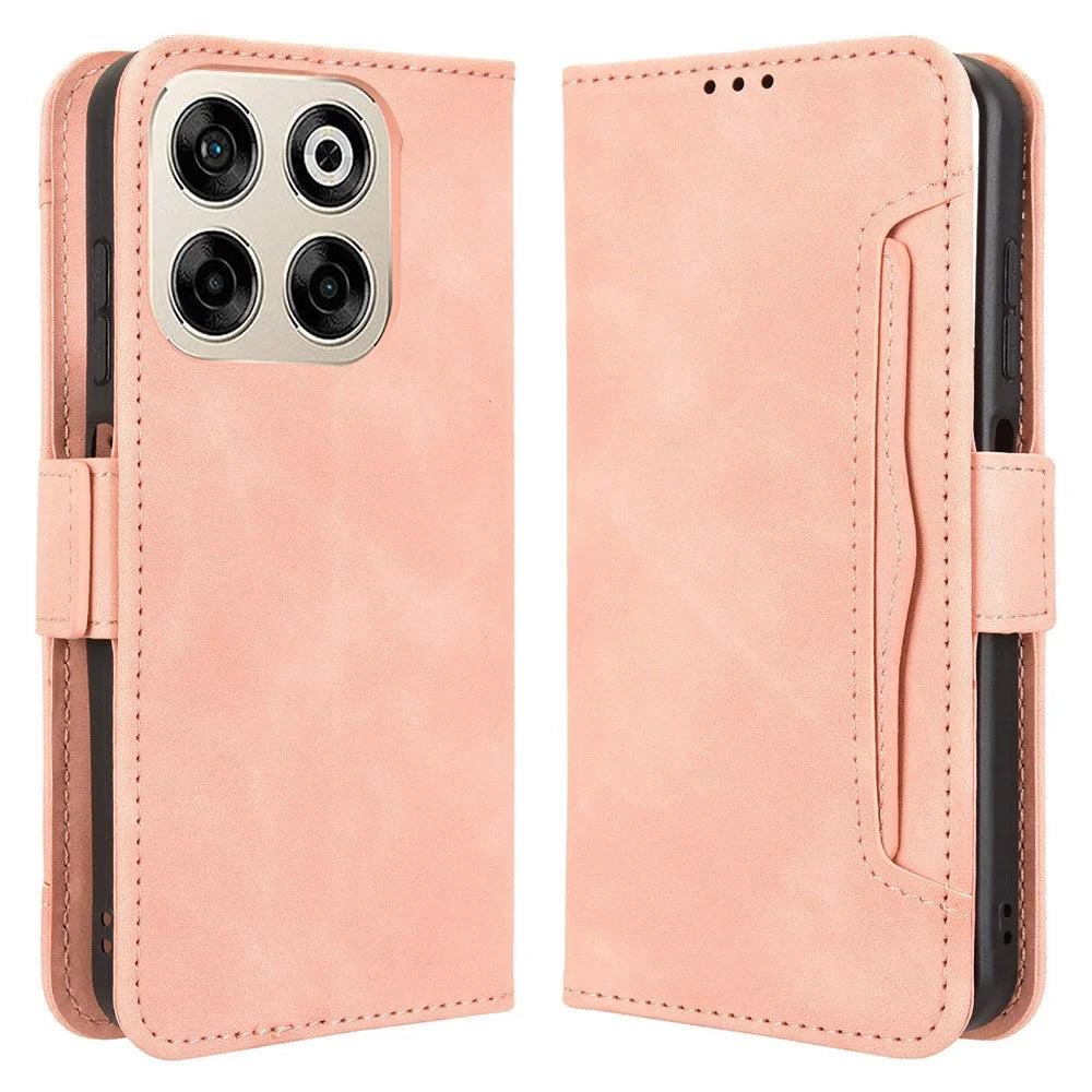 For ZTE Blade V70  /  nubia V70 Leather Case Phone Wallet Cover with Multiple Card Slots - Pink - 1
