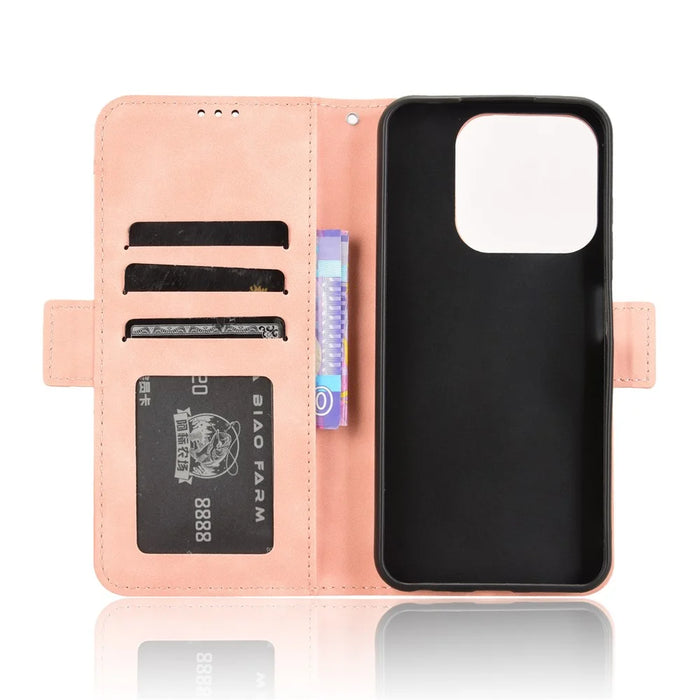 For ZTE Blade V70  /  nubia V70 Leather Case Phone Wallet Cover with Multiple Card Slots - Pink - 5