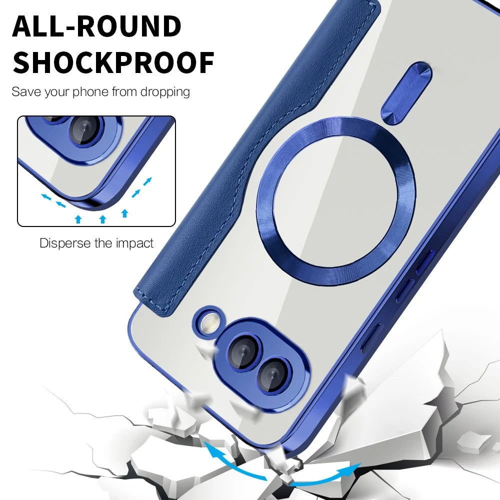 For Google Pixel 9a Magnetic Case Rhombus PU Leather Phone Cover - Sapphire - 6