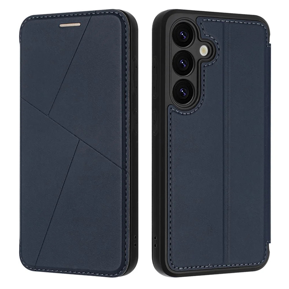 For Samsung Galaxy A35 5G Case Magnetic Closure Card Slot Leather Flip Phone Cover - Midnight Blue - 1