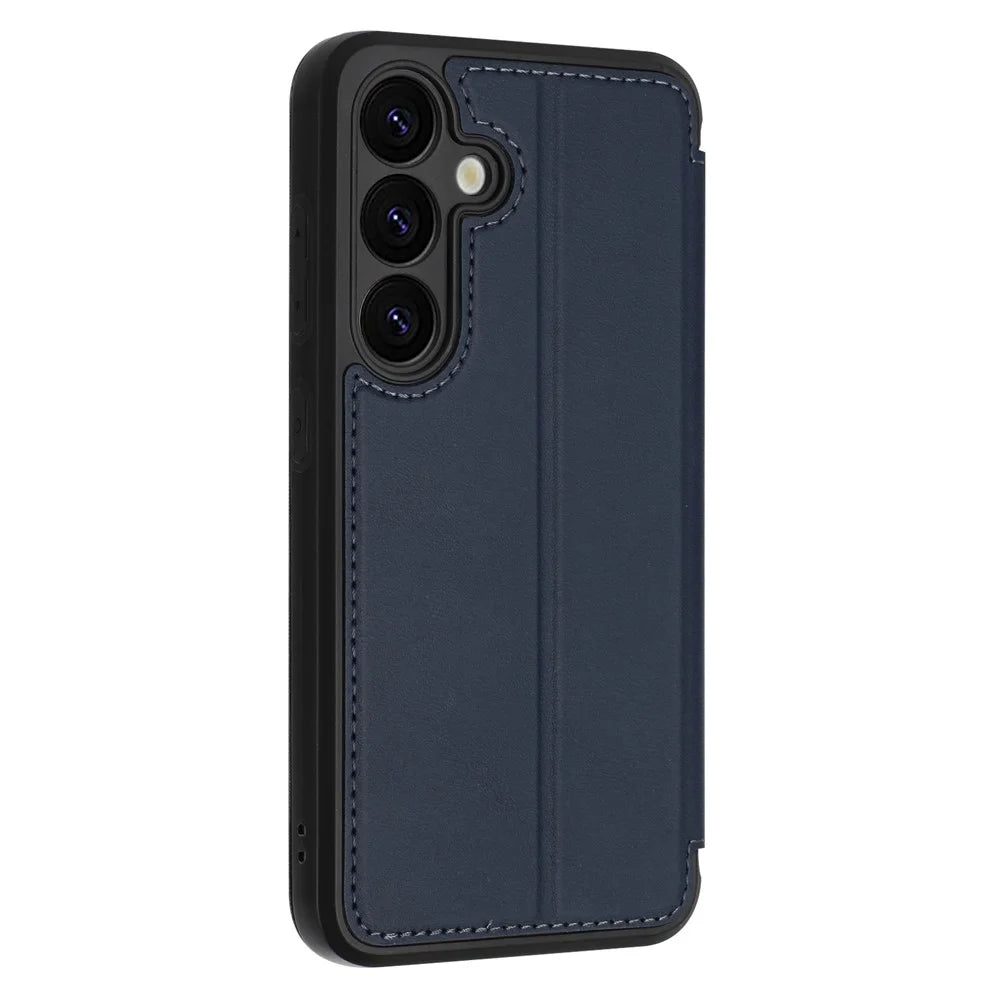 For Samsung Galaxy A35 5G Case Magnetic Closure Card Slot Leather Flip Phone Cover - Midnight Blue - 5