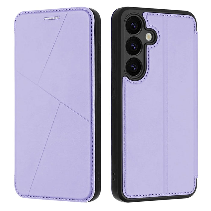 For Samsung Galaxy A34 5G Case Magnetic Closure Card Slot Leather Flip Phone Cover - Purple - 1