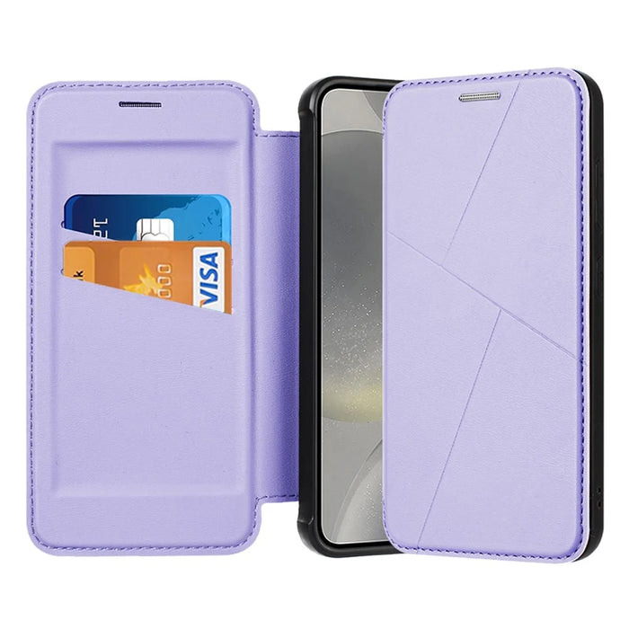 For Samsung Galaxy A34 5G Case Magnetic Closure Card Slot Leather Flip Phone Cover - Purple - 2