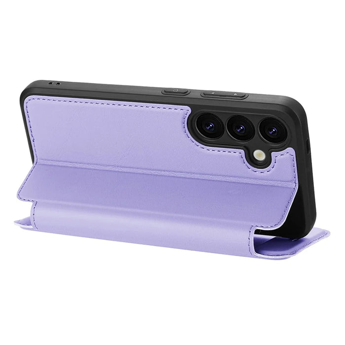 For Samsung Galaxy A34 5G Case Magnetic Closure Card Slot Leather Flip Phone Cover - Purple - 3