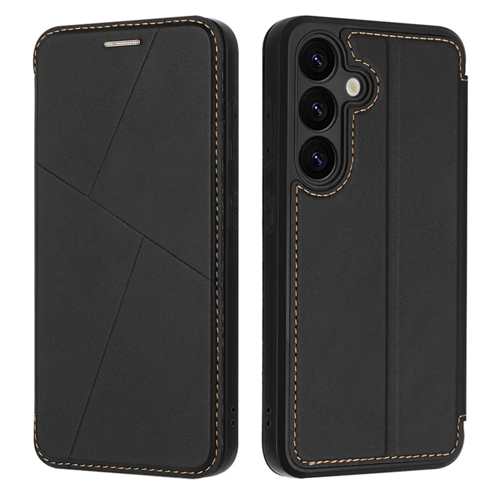 For Samsung Galaxy A54 5G Case Magnetic Closure Card Slot Leather Flip Phone Cover - Black - 1