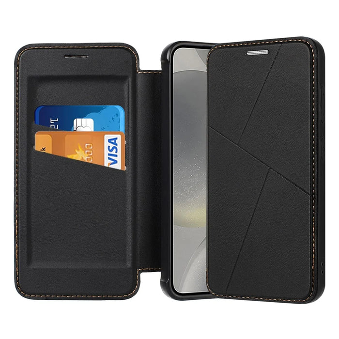 For Samsung Galaxy A54 5G Case Magnetic Closure Card Slot Leather Flip Phone Cover - Black - 2