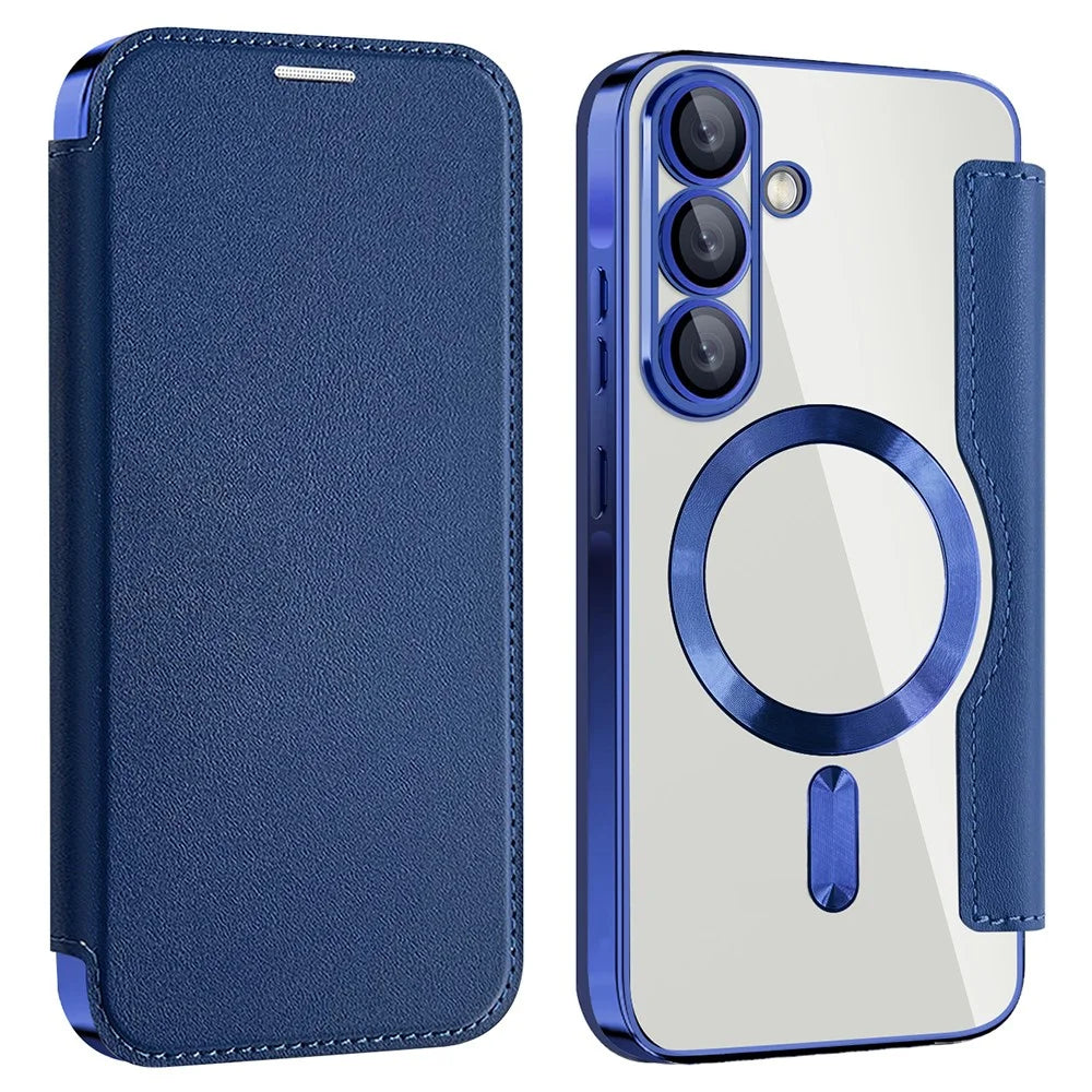 For Samsung Galaxy A36 5G Magnetic Case RFID Blocking Leather Phone Cover - Sapphire - 1