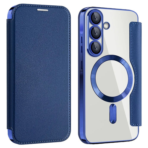 For Samsung Galaxy A36 5G Magnetic Case RFID Blocking Leather Phone Cover - Sapphire - 1