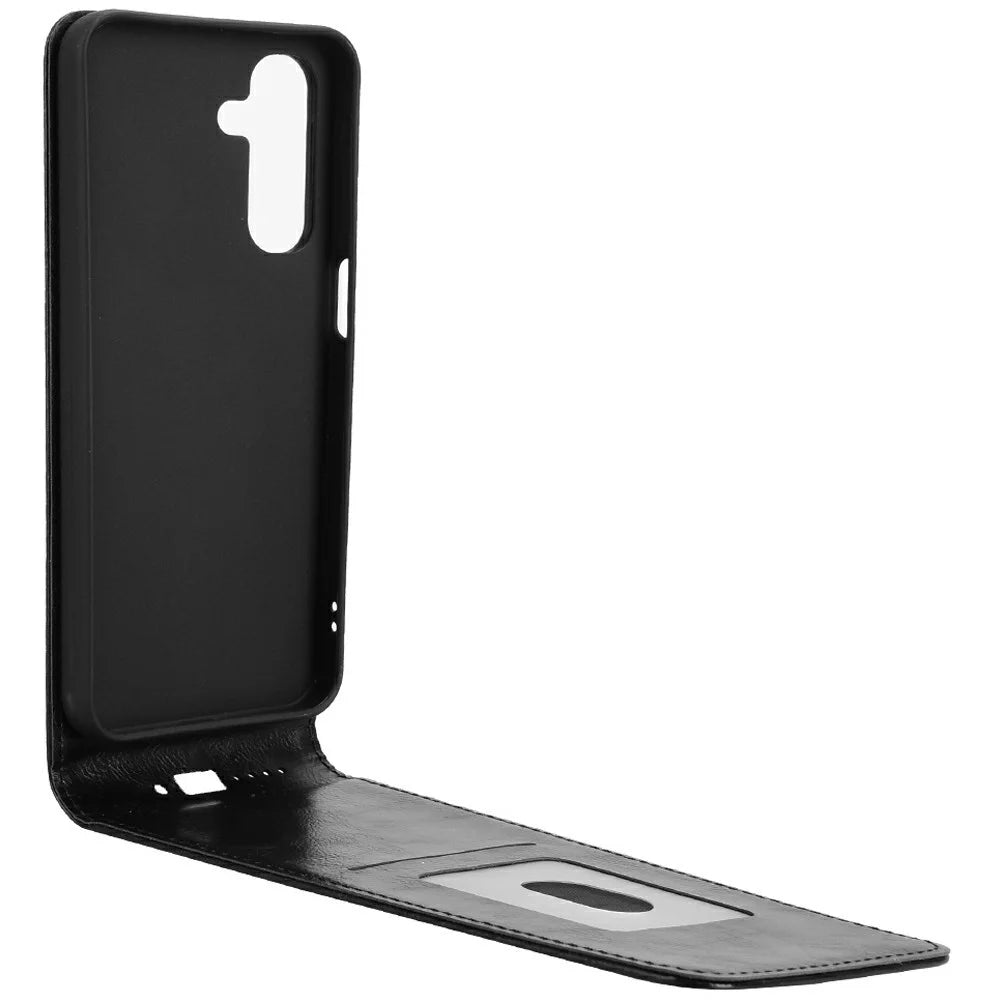 For Samsung Galaxy A16 5G  /  4G Case with Card Slot Magnetic Vertical Flip Leather Phone Cover - Black - 4