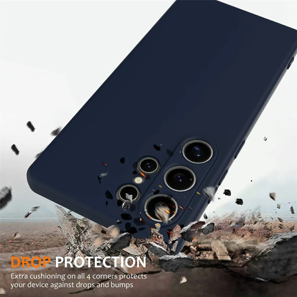 For Samsung Galaxy S25 Ultra Magnetic Case Liquid Silicone Phone Cover with Lanyard - Dark Blue - 3