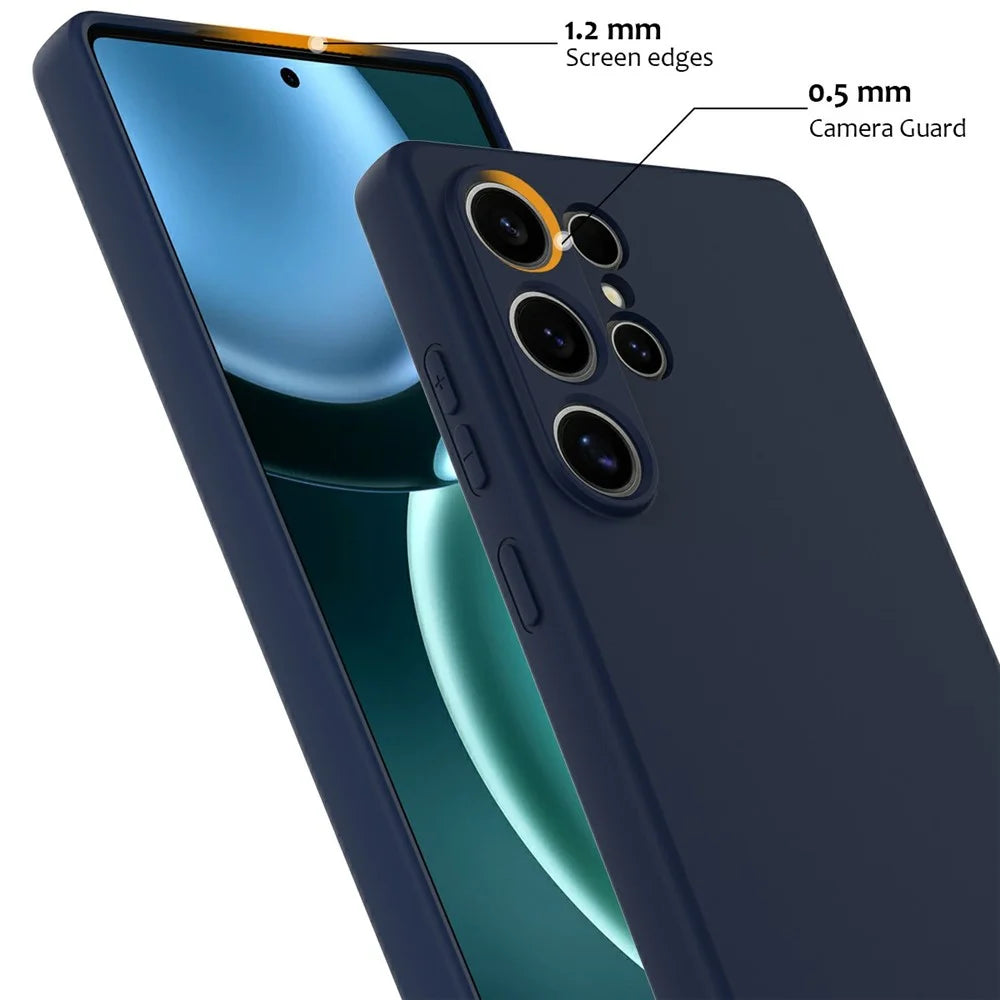 For Samsung Galaxy S25 Ultra Magnetic Case Liquid Silicone Phone Cover with Lanyard - Dark Blue - 7