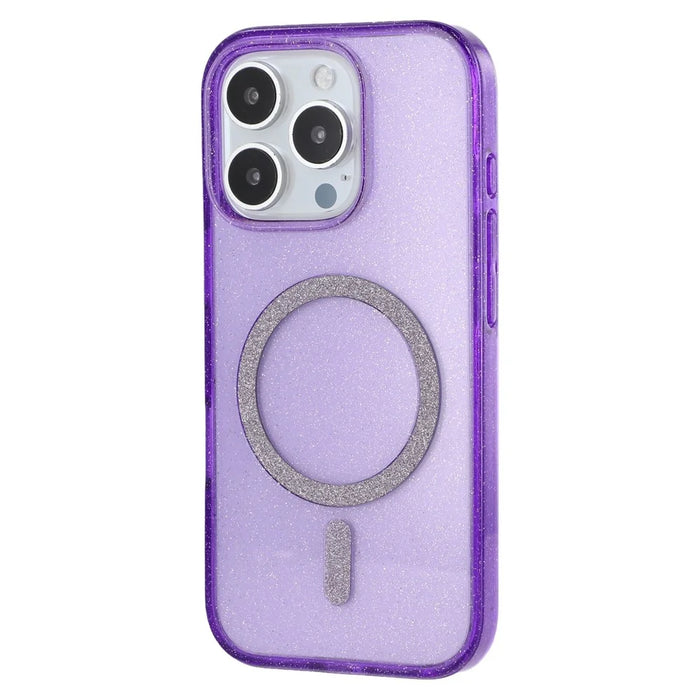 For iPhone 16 Pro Max Case Compatible with MagSafe 2.0mm PC + TPU Glitter Phone Cover - Purple - 3