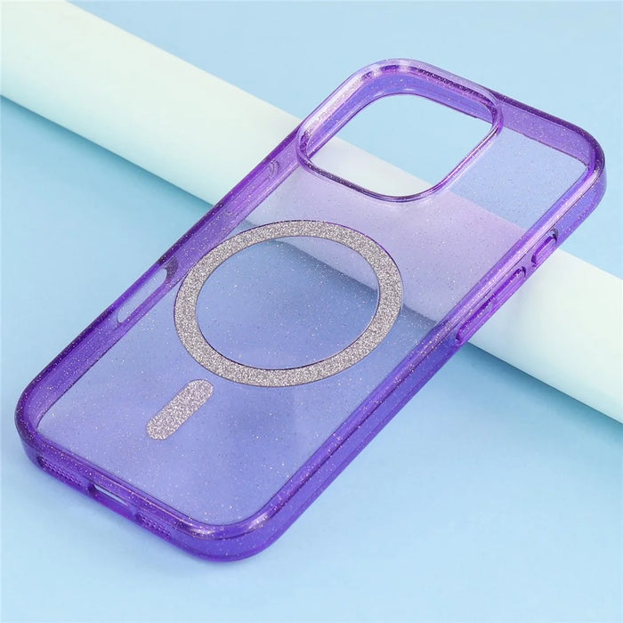 For iPhone 16 Pro Max Case Compatible with MagSafe 2.0mm PC + TPU Glitter Phone Cover - Purple - 7