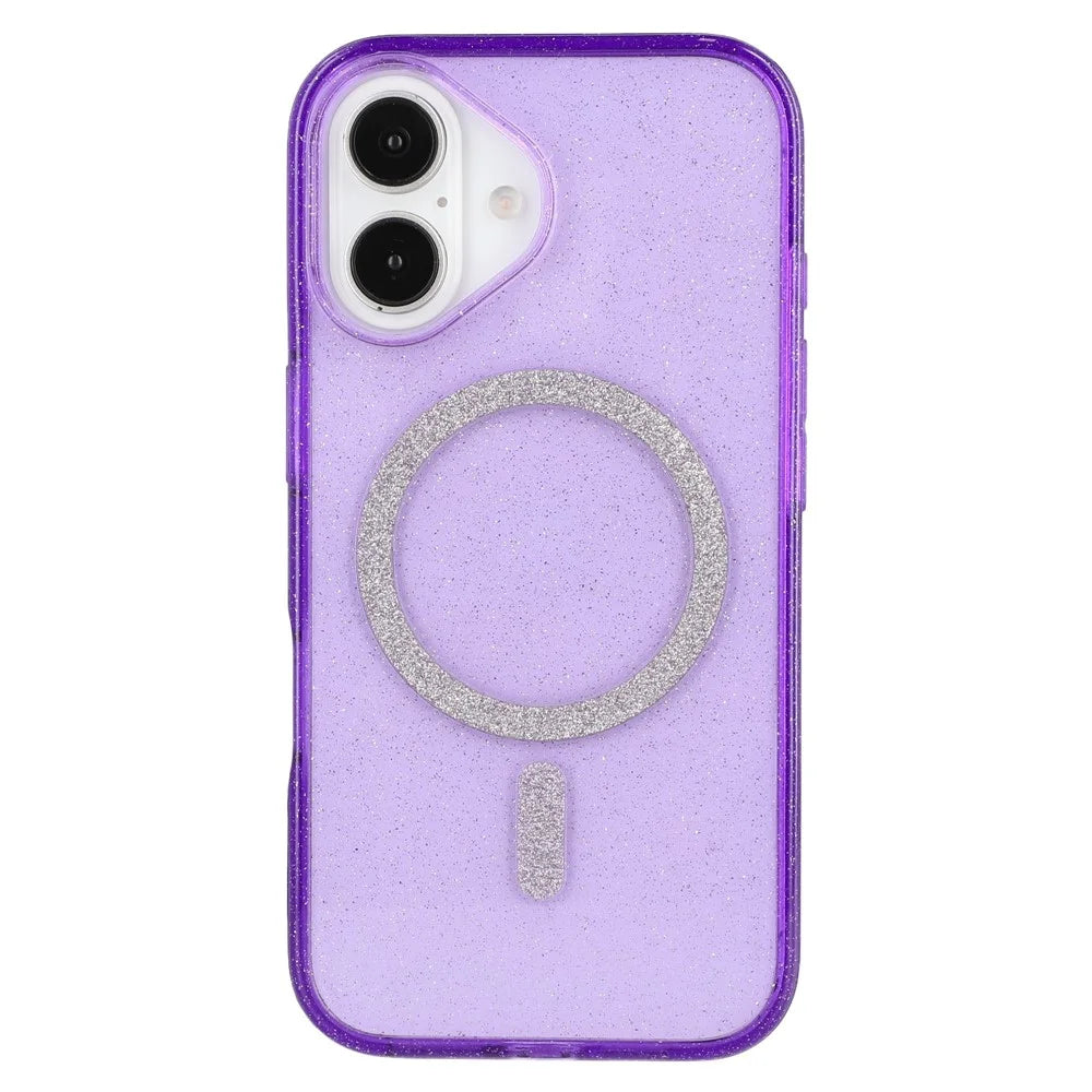 For iPhone 16 Case Compatible with MagSafe 2.0mm PC + TPU Glitter Phone Cover - Purple - 4