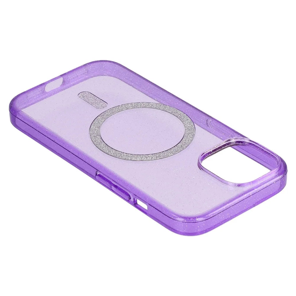 For iPhone 14 Case Compatible with MagSafe 2.0mm PC + TPU Glitter Phone Cover - Purple - 6