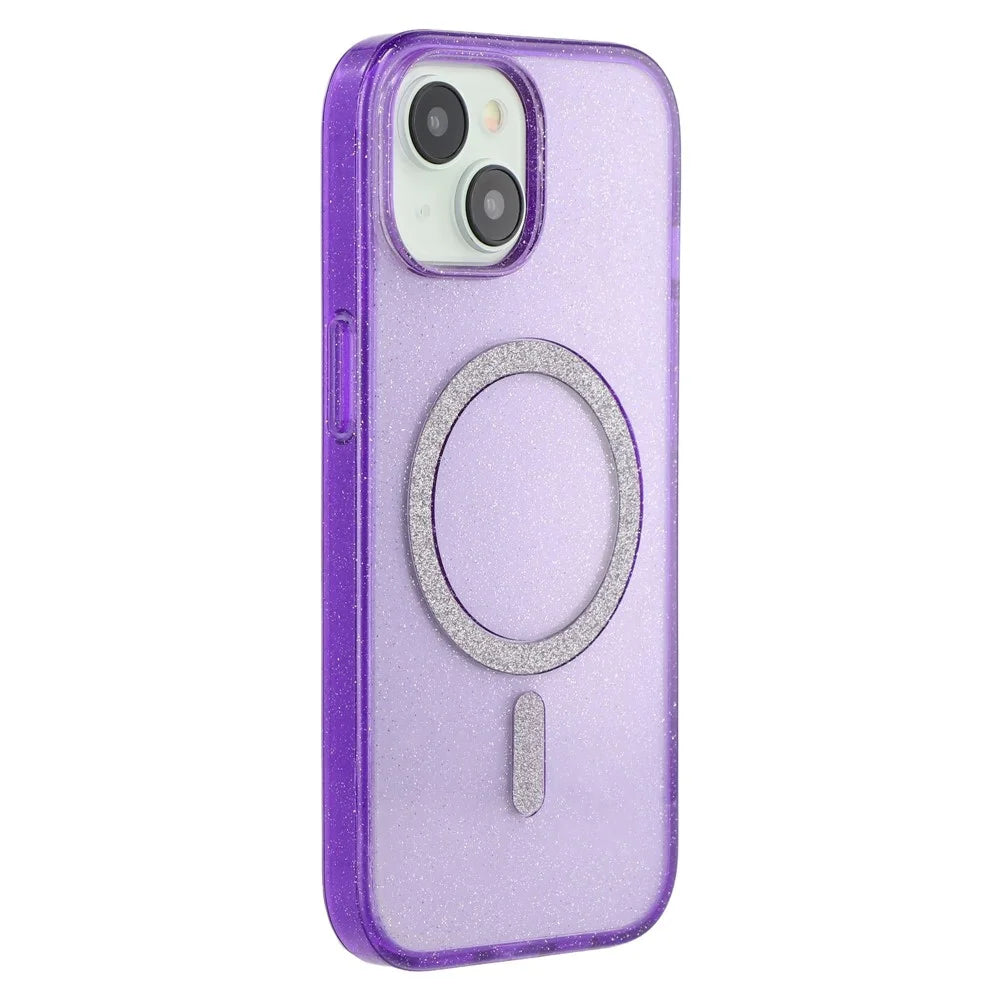 For iPhone 13 Case Compatible with MagSafe 2.0mm PC + TPU Glitter Phone Cover - Purple - 1