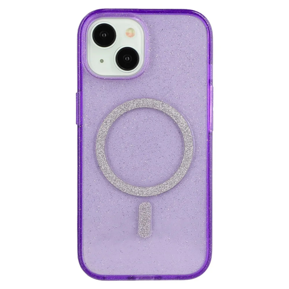 For iPhone 13 Case Compatible with MagSafe 2.0mm PC + TPU Glitter Phone Cover - Purple - 4